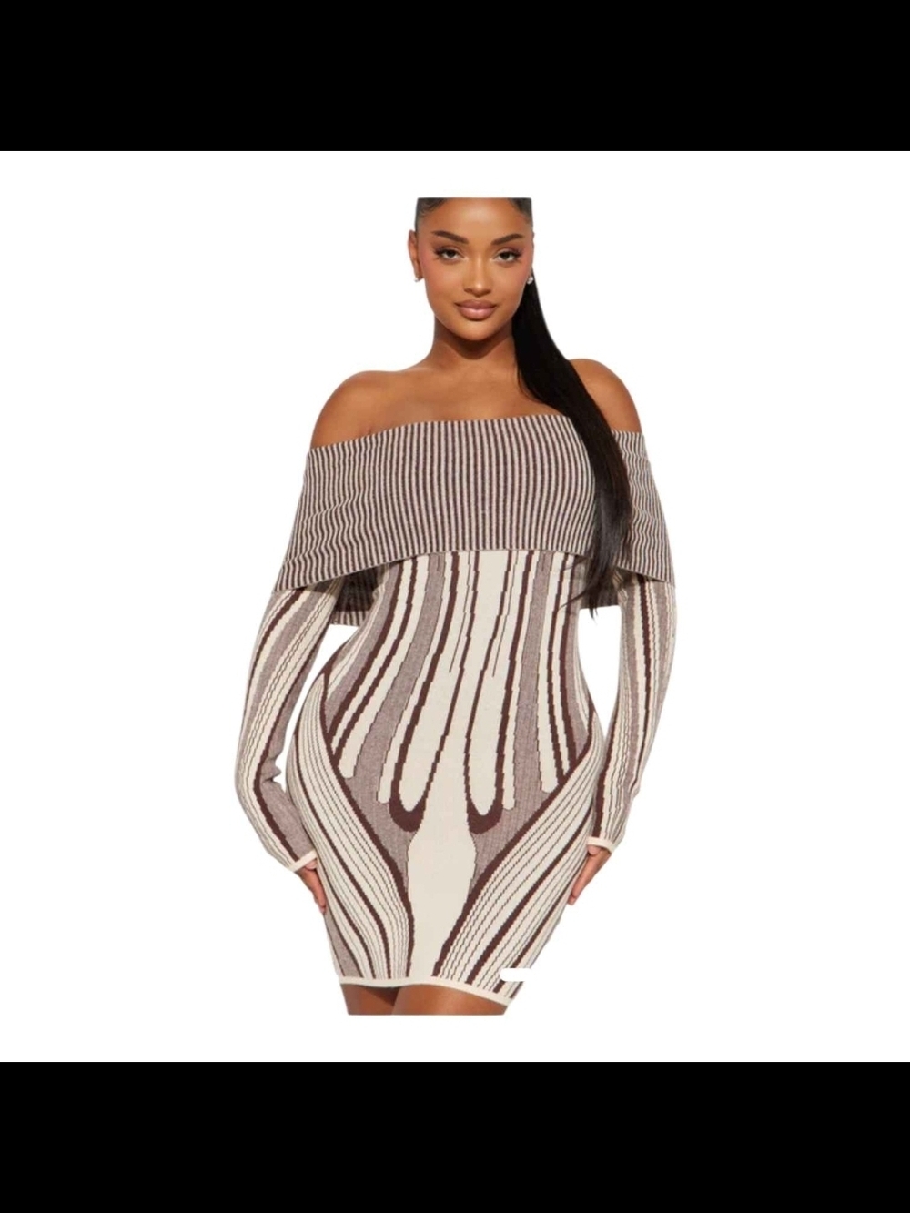 NWT Fashion Nova Medium Off Shoulder Alyssa Sweater Mini Dress Sold Out